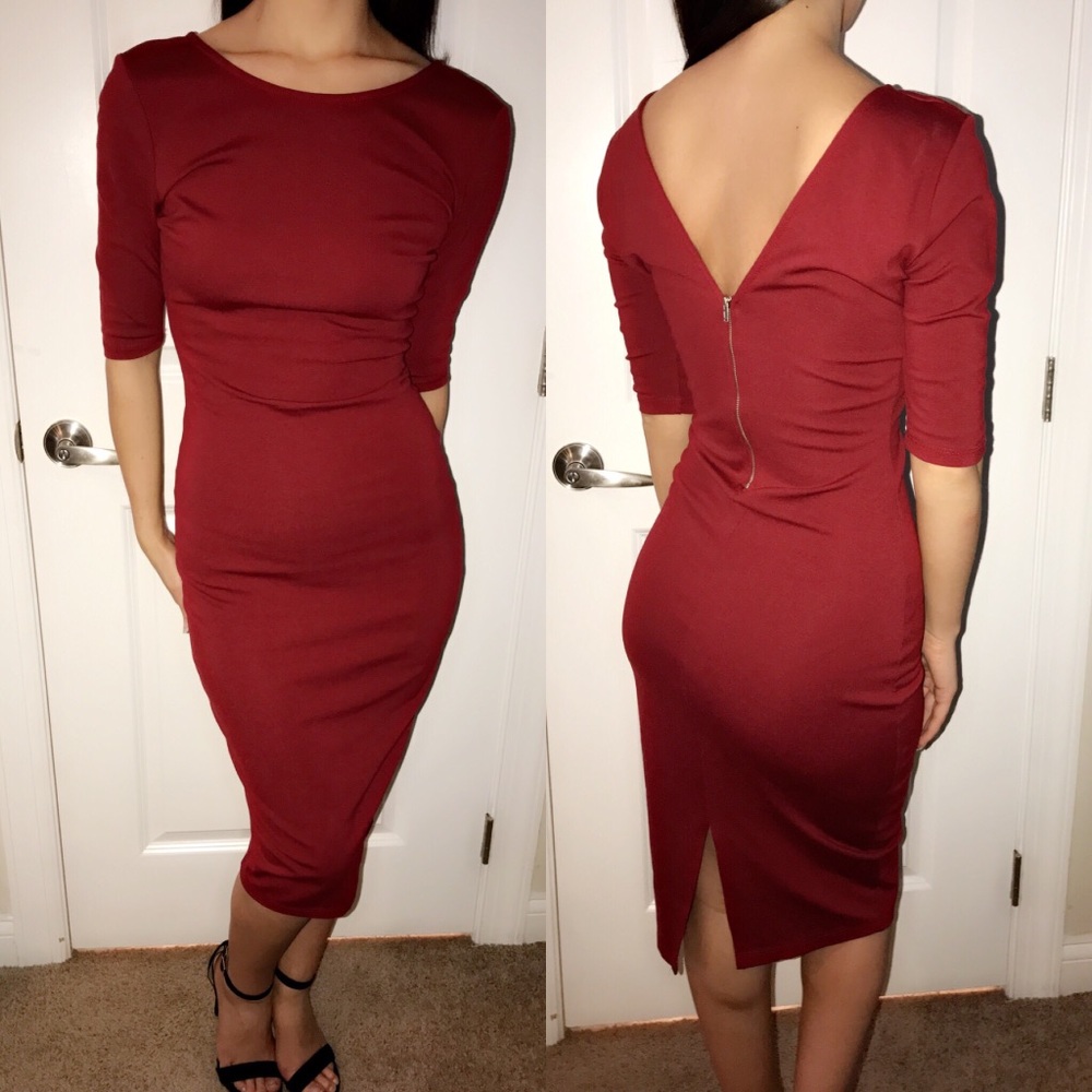 Burgundy Bodycon dress